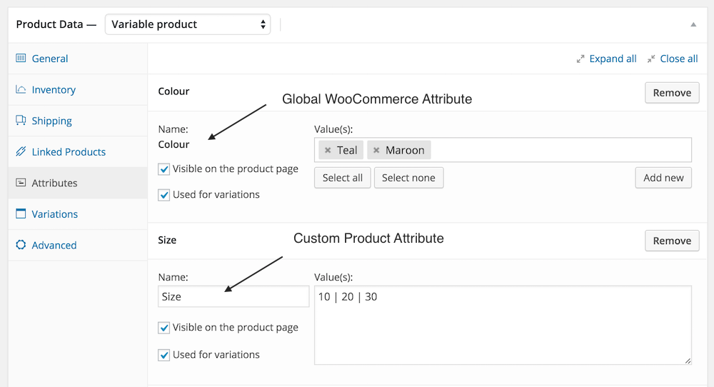 custom product attributes