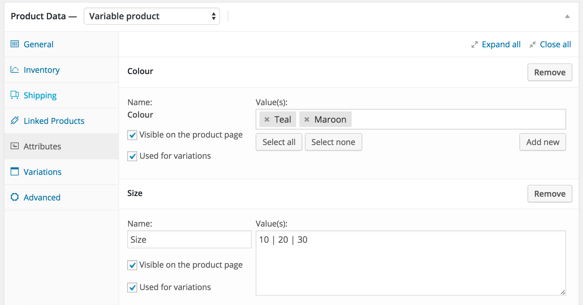 variable attributes