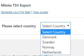 selecting country to list WooCommerce to Miinto 