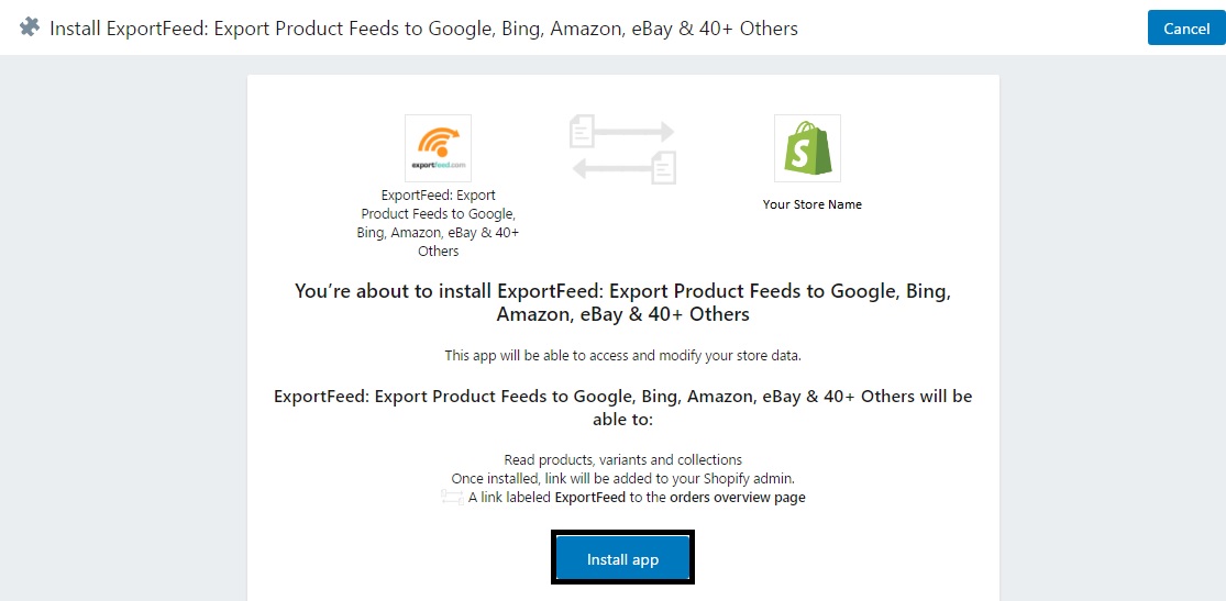 shopify-app-store-exportfeed-install