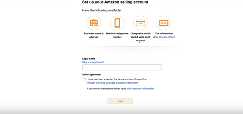 setup your amazon selling account