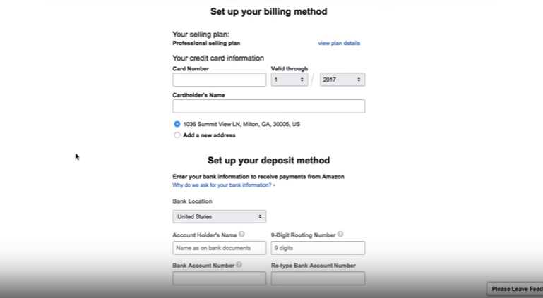 set up your billing and deposit method