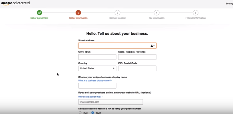 amazon registration seller registration information