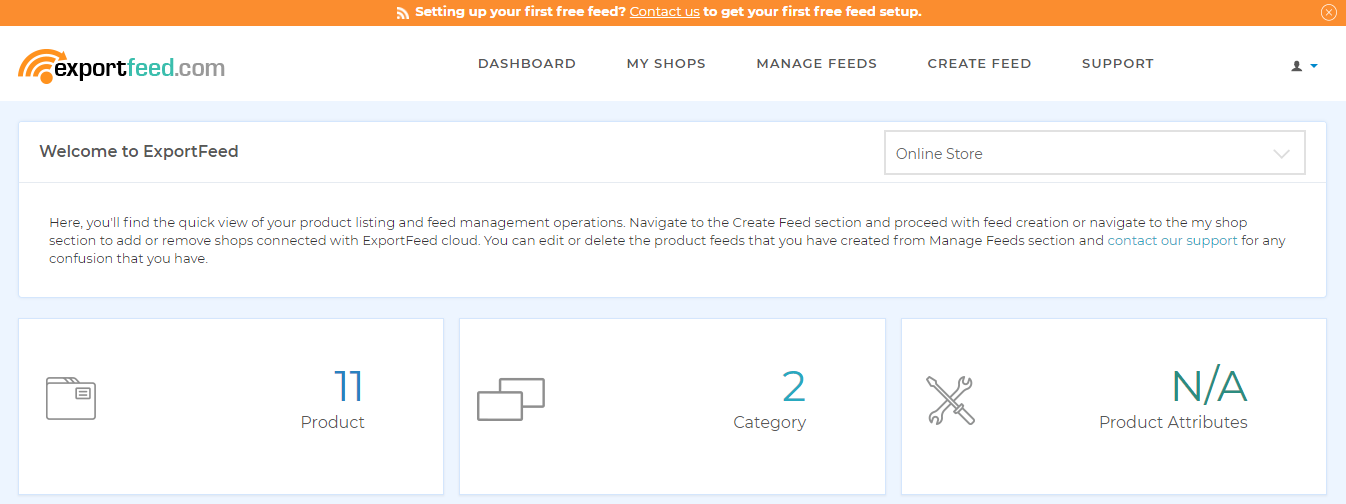 ExportFeed Dashboard for Ecwid