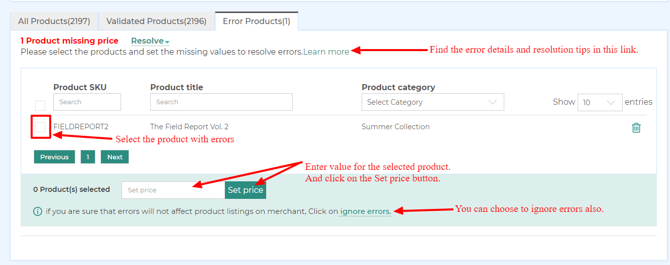 resolving product attribute errors