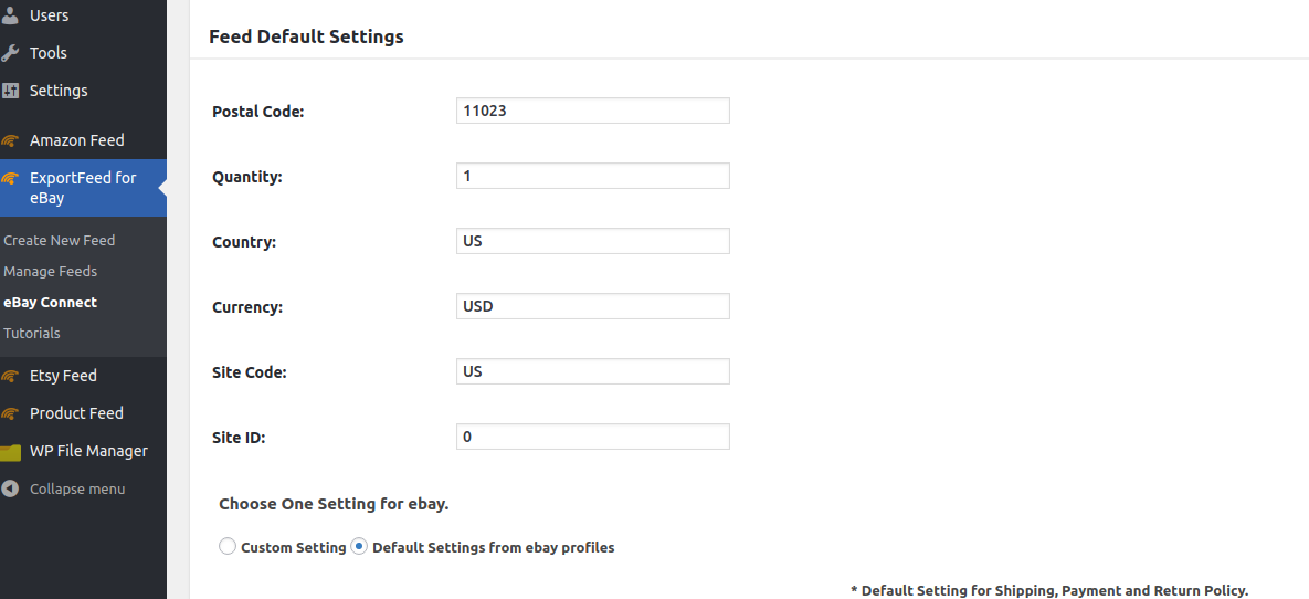 ebay shipping profile