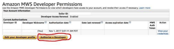 add authorization for amazon developer