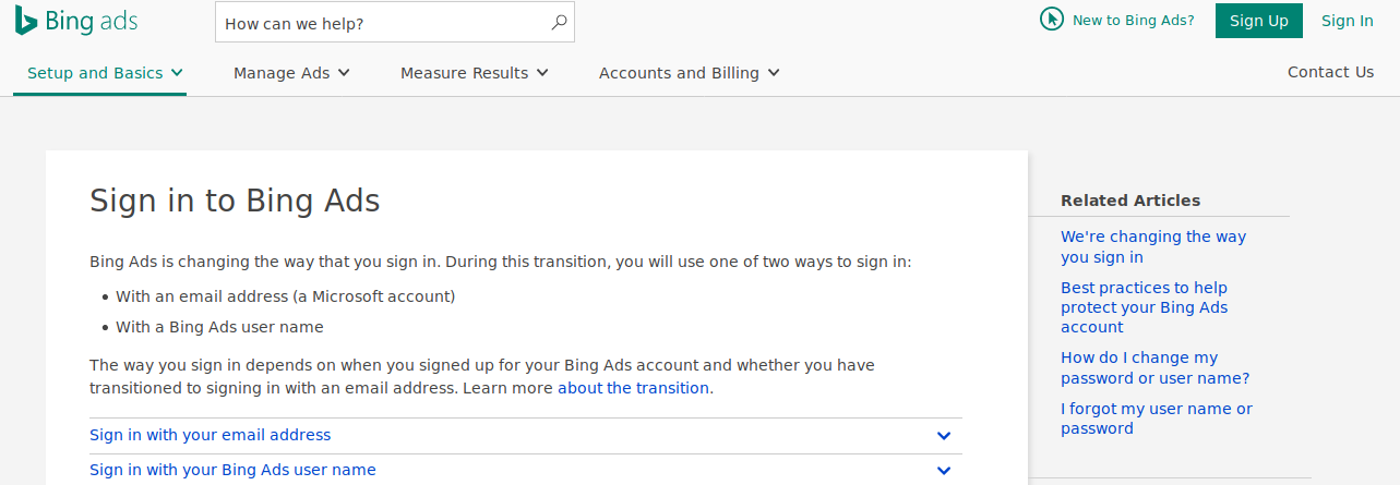 bing ads signup