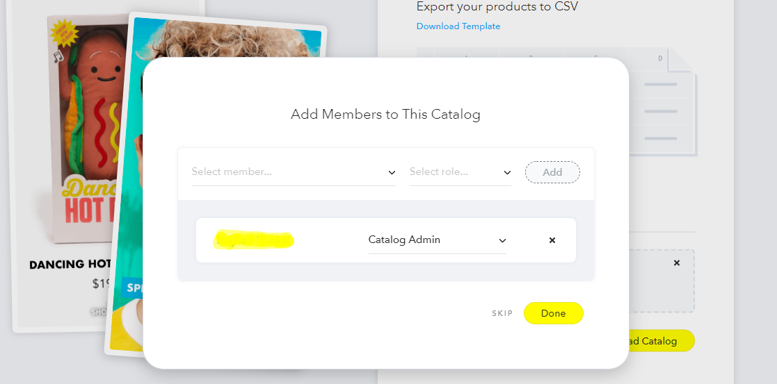 add member to manage snapchat catalog