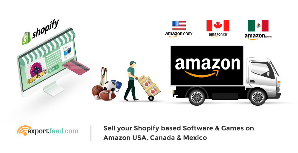 sell shopify software and games on Amazon canada mexico usa